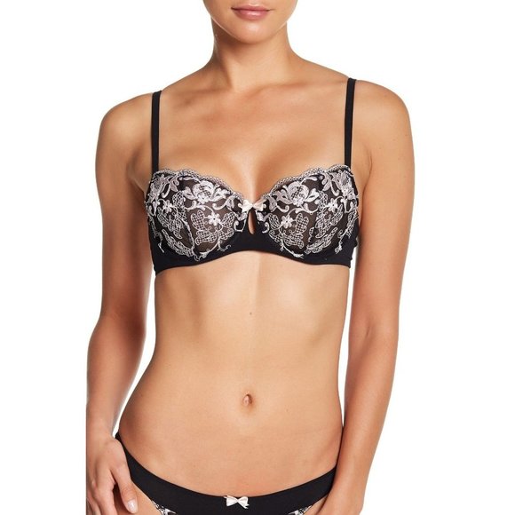 FELINA Priscilla Sheer Non-Padded Underwire Demi Bra Black 32DD #110019 NEW - Picture 1 of 3
